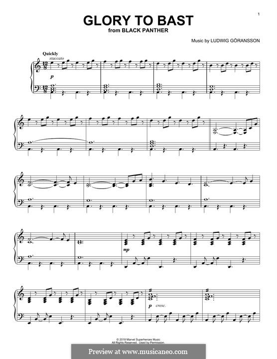 Glory To Bast: Für Klavier by Ludwig Goransson