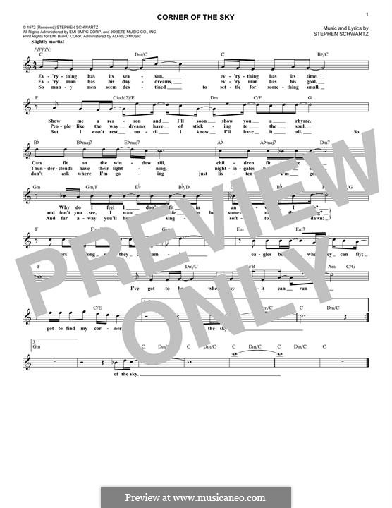 Corner of the Sky (from Pippin): Melodische Linie by Stephen Schwartz
