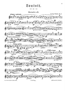 Sextett für Klavier und Blasinstrumente, Op.6: Klarinettenstimme by Ludwig Thuille