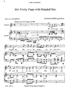 Fünf Lieder, Op.13: No.4 Ho! Pretty Page by Arthur  Foote