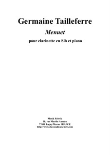 Menuet: For Bb clarinet and piano by Germaine Tailleferre