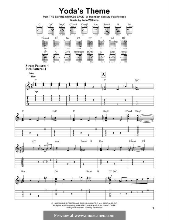 Yoda's Theme (from Star Wars: The Empire Strikes Back): Für Gitarre mit Tabulatur by John Williams