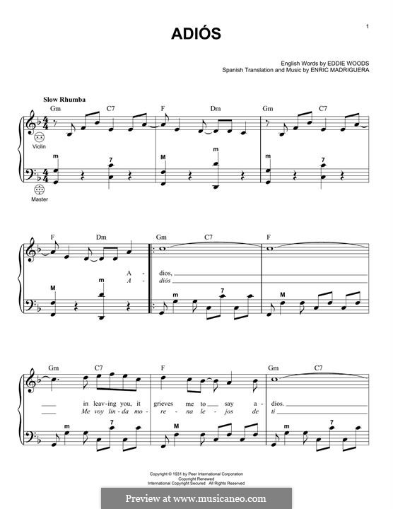 Adios: Für Akkordeon by Enric Madriguera