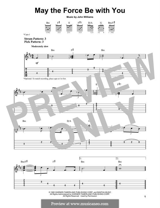 May the Force be with You (from Star Wars: A New Hope): Für Gitarre mit Tabulatur by John Williams