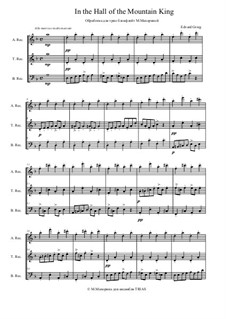 Suite Nr.1. In der Halle des Bergkönigs, Op.46 No.4: For trio recorder by Edvard Grieg