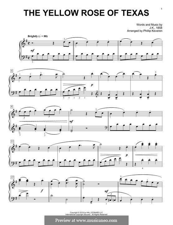 The Yellow Rose of Texas von folklore Noten auf MusicaNeo
