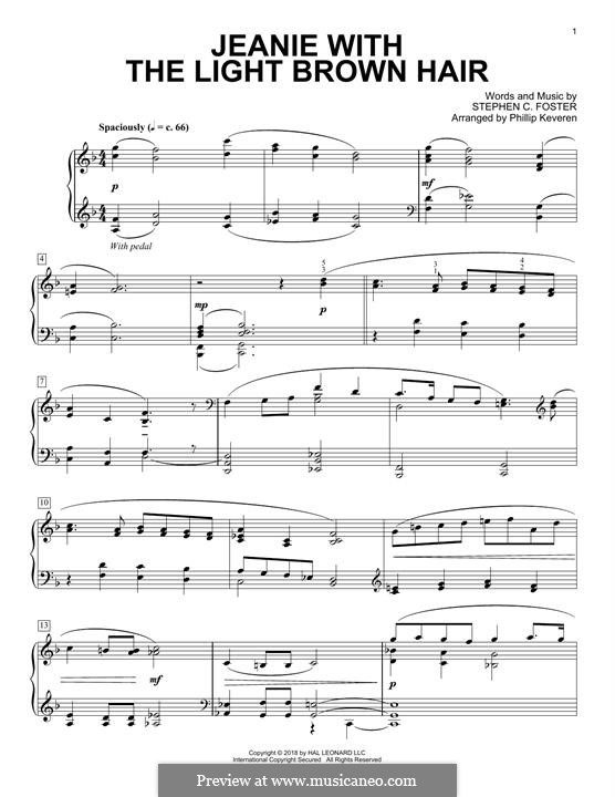 Jeanie with the Light Brown Hair: Für Klavier by Stephen Foster