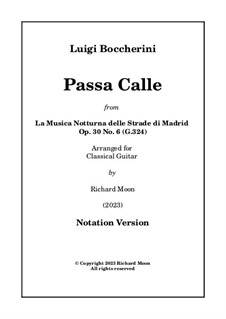 Musica notturna delle strade di Madrid (Night Music of the Streets of Madrid): Passacaglia (notation version) by Luigi Boccherini