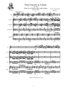 Concerto for Flute, Two violins, Cellos and Cembalo in A minor, RV 108: Score, parts by Antonio Vivaldi