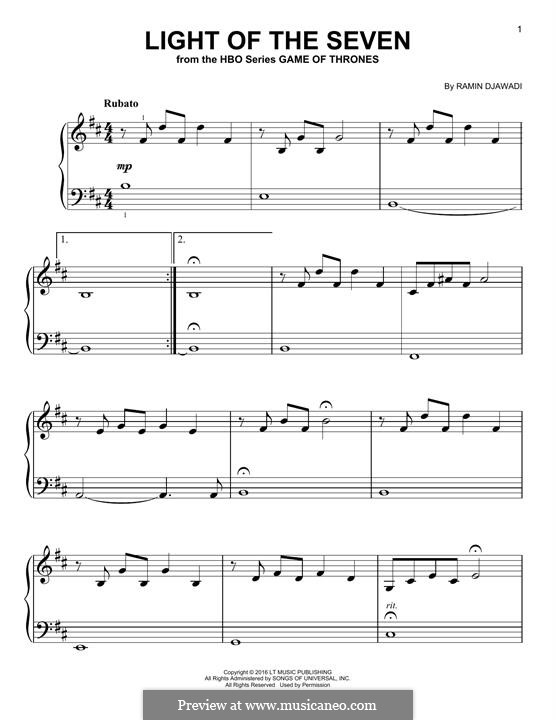 Light of the Seven (from 'Game of Thrones'): Für Klavier by Ramin Djawadi