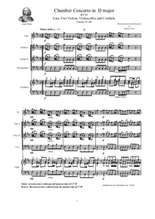 Concerto for Lute (or Mandolin) and Strings in D Major, RV 93: Score, parts by Antonio Vivaldi