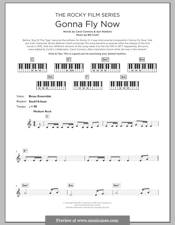 Gonna Fly Now: Für Keyboard by Bill Conti, Carol Connors
