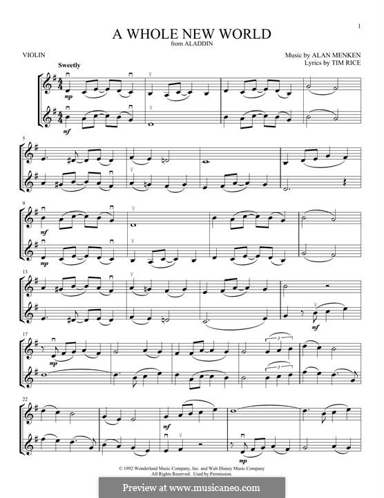 Instrument version: Für zwei Violinen by Alan Menken