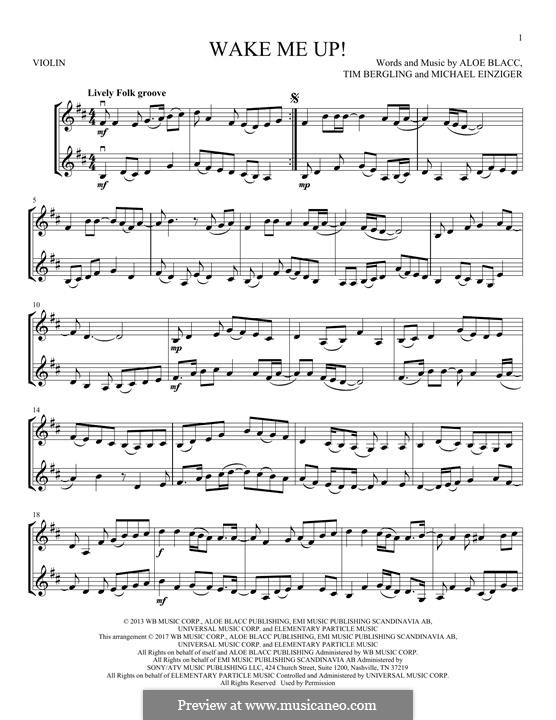 Wake Me Up: Für zwei Violinen by Aloe Blacc, Michael Einziger, Avicii, Arash Andreas Pournouri