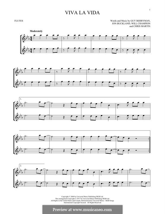 Instrumental version: Für zwei Flöten by Chris Martin, Guy Berryman, Jonny Buckland, Will Champion