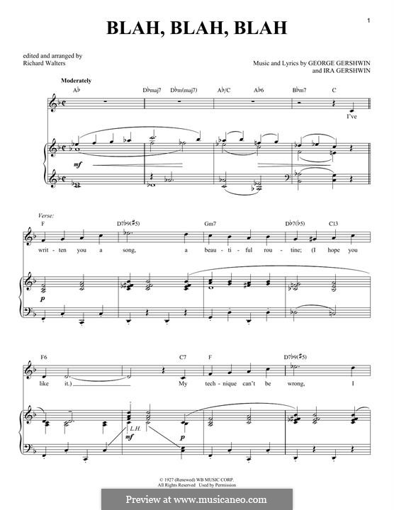 Blah, Blah, Blah: Für Stimme und Klavier by George Gershwin