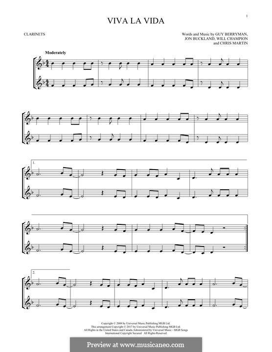 Instrumental version: Für zwei Klarinetten by Chris Martin, Guy Berryman, Jonny Buckland, Will Champion