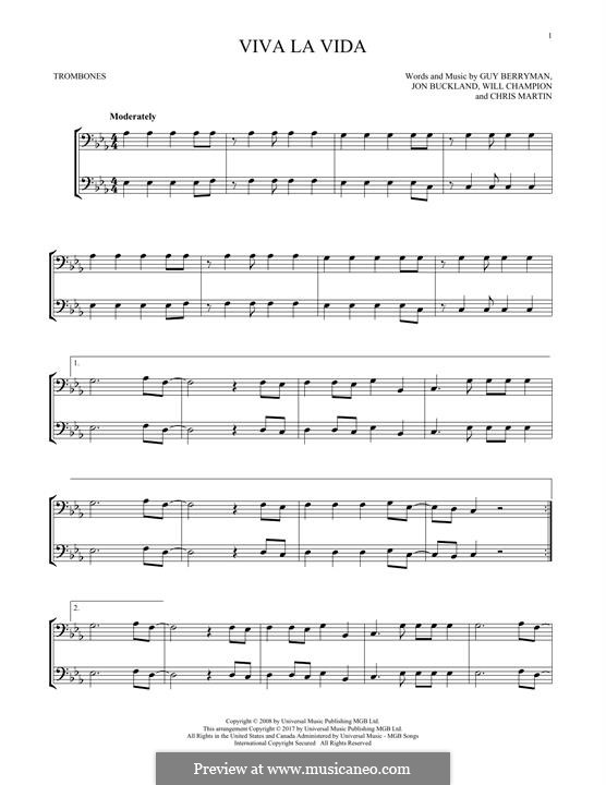 Instrumental version: For two trombones by Chris Martin, Guy Berryman, Jonny Buckland, Will Champion