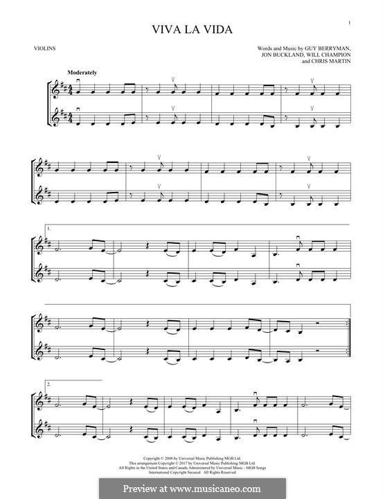 Instrumental version: Für zwei Violinen by Chris Martin, Guy Berryman, Jonny Buckland, Will Champion