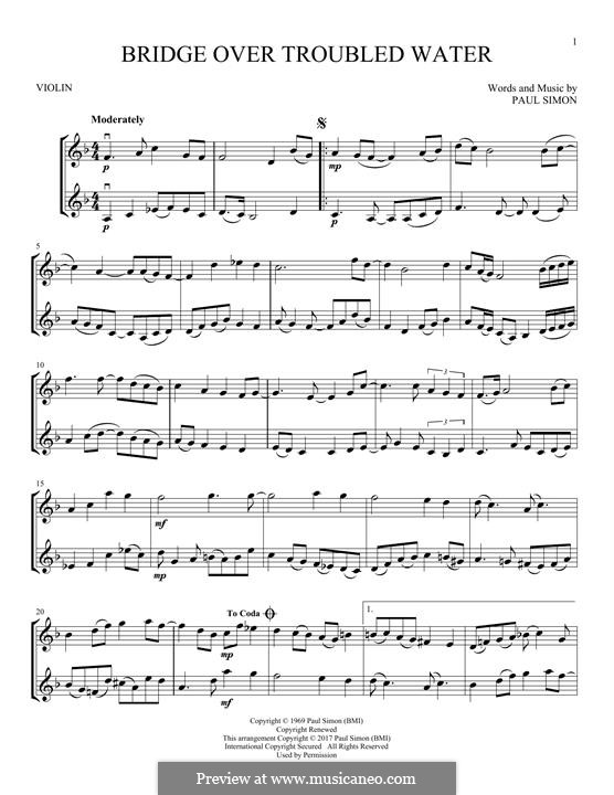 Instrumental version: Für zwei Violinen by Paul Simon