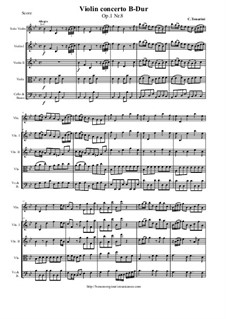 12 Concerti a cinque, Op.1: Concerto No.8 in B-Dur - score and parts by Carlo Tessarini