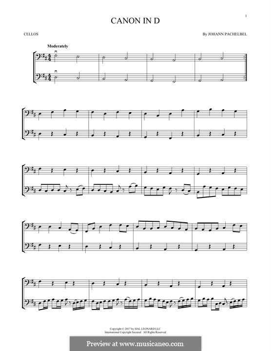 Two instrument version: For violins by Johann Pachelbel