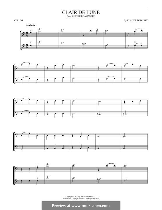 No.3 Clair de lune: Für zwei Violinen by Claude Debussy