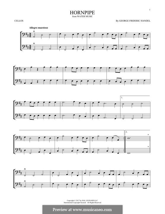 Suite Nr.2 in D-Dur, HWV 349: Alla Hornpipe, for two violins by Georg Friedrich Händel