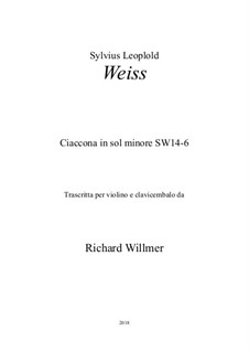 Ciaccona in g minor, SW 14-6 (Op.12): Ciaccona in g minor by Silvius Leopold Weiss
