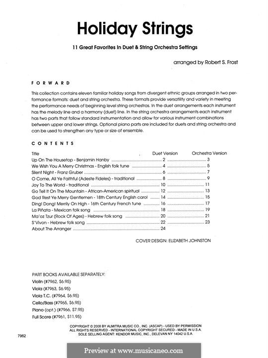 Holiday Strings: Violinstimme by folklore, Franz Xaver Gruber, Benjamin Russel Hanby