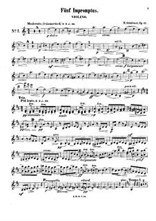 Fünf Impromptus für Klaviertrio, Op.11: Violinstimme by Hermann Grädener