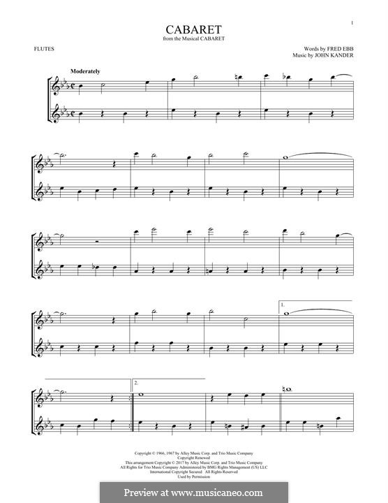 Cabaret (Liza Minnelli): Für zwei Flöten by John Kander