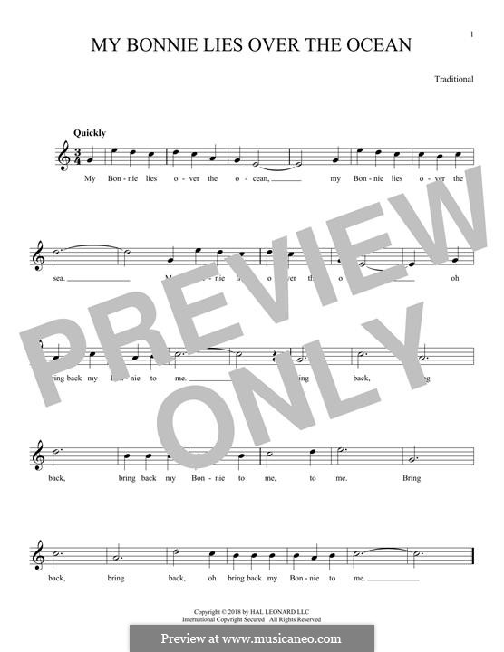 My Bonnie is over the Ocean: Melodische Linie by folklore