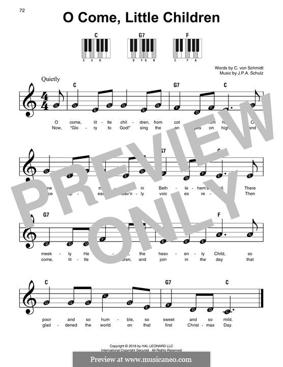 O Come, Little Children: Für Klavier, leicht by Johann Abraham Schulz