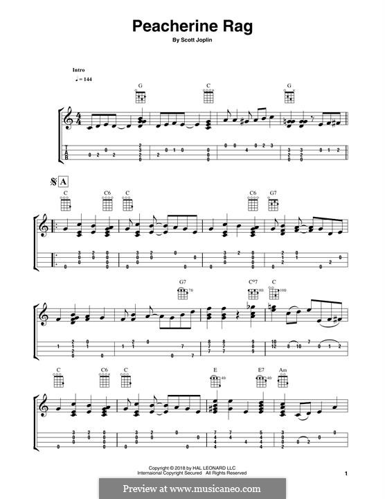 Peacherine Rag: For ukulele (Fred Sokolow) by Scott Joplin