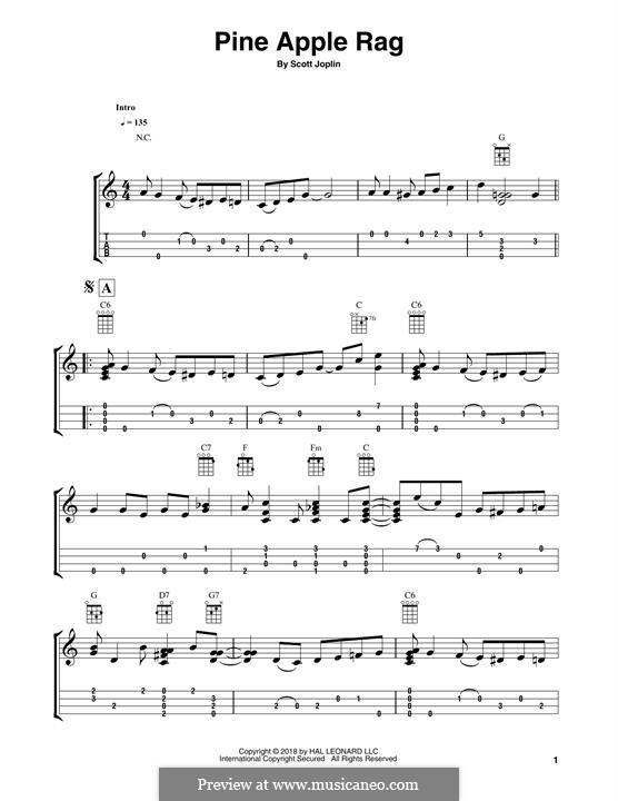 Pineapple Rag: For ukulele (Fred Sokolow) by Scott Joplin