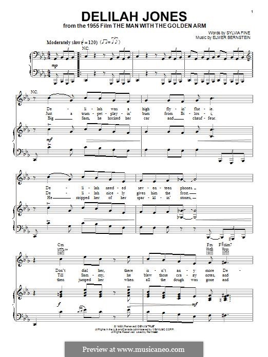 Delilah Jones: Für Stimme und Klavier (oder Gitarre) by Elmer Bernstein