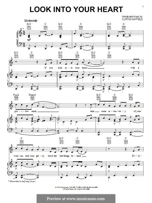 Look Into Your Heart: Für Stimme und Klavier (oder Gitarre) by Curtis Mayfield