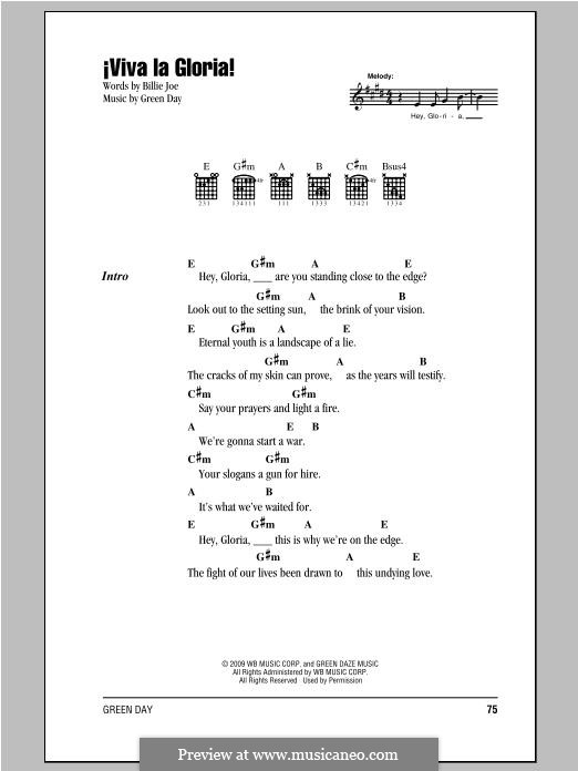 Viva La Gloria!: Text und Akkorde by Green Day