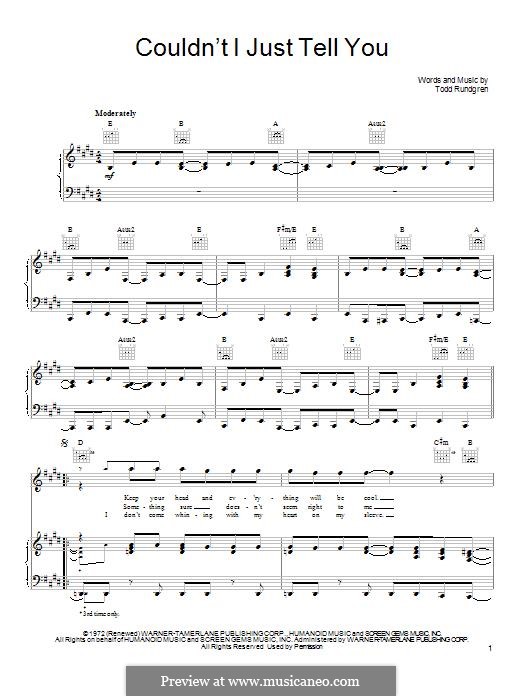 Couldn't I Just Tell You: Für Stimme und Klavier (oder Gitarre) by Todd Rundgren