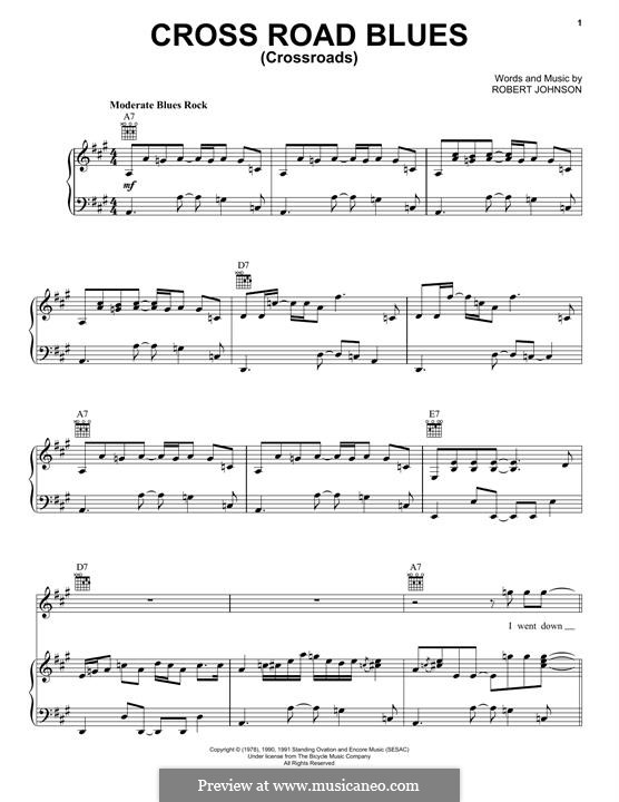 Cross Road Blues (Crossroads): Für Stimme und Klavier (oder Gitarre) by Robert Leroy Johnson