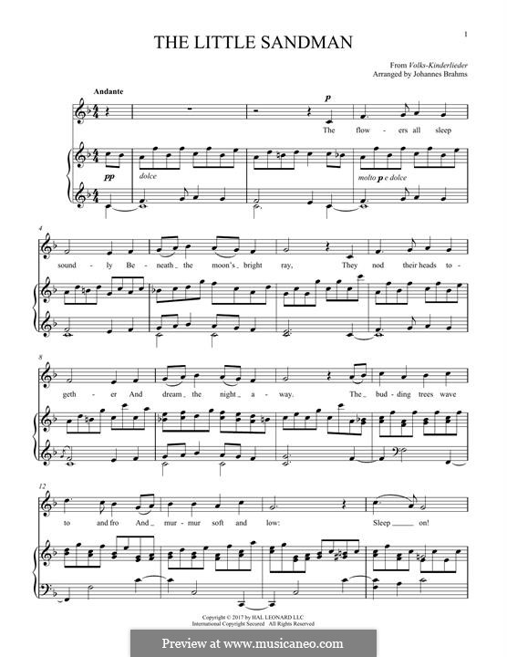 Volkskinderlieder, WoO 31: No.4 Sandmännchen (The Little Sandman) by Johannes Brahms