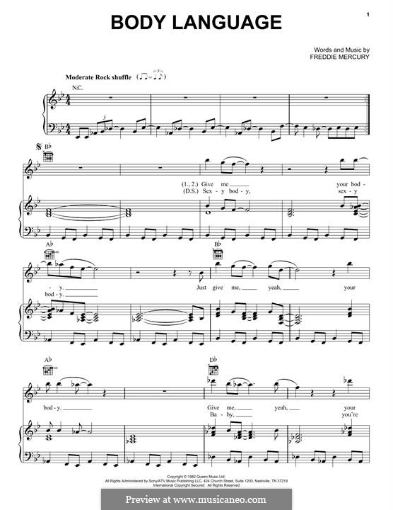 Body Language (Queen): Für Stimme und Klavier (oder Gitarre) by Freddie Mercury