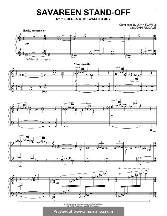 Savareen Stand-Off: Für Klavier by John Powell, John Williams