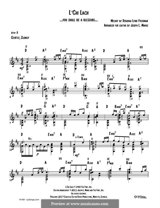 L'chi Lach: Für Gitarre mit Tabulatur by Deborah Lynn Friedman