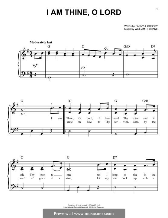 I am Thine, O Lord: Für Klavier by William Howard Doane