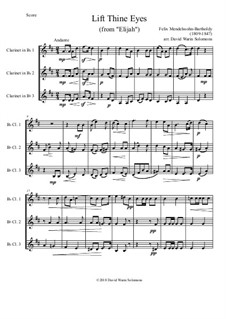 Elias, Op.70: Lift thine eyes, for 3 clarinets by Felix Mendelssohn-Bartholdy