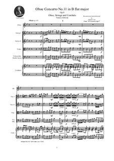 Concerto No.11 in B Flat Major: Score and parts by Tomaso Albinoni