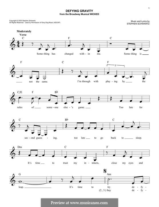 Defying Gravity (from the Broadway Musical Wicked): Melodische Linie by Stephen Schwartz