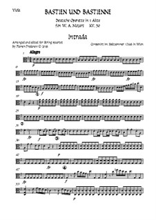 Bastien und Bastienne, K.50: Arranged for string quartet accompaniment – viola part by Wolfgang Amadeus Mozart